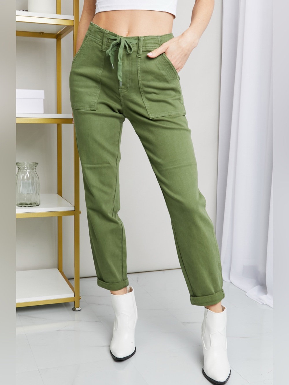 Judy Blue Full Size Drawstring Waist Pocket Jeans
